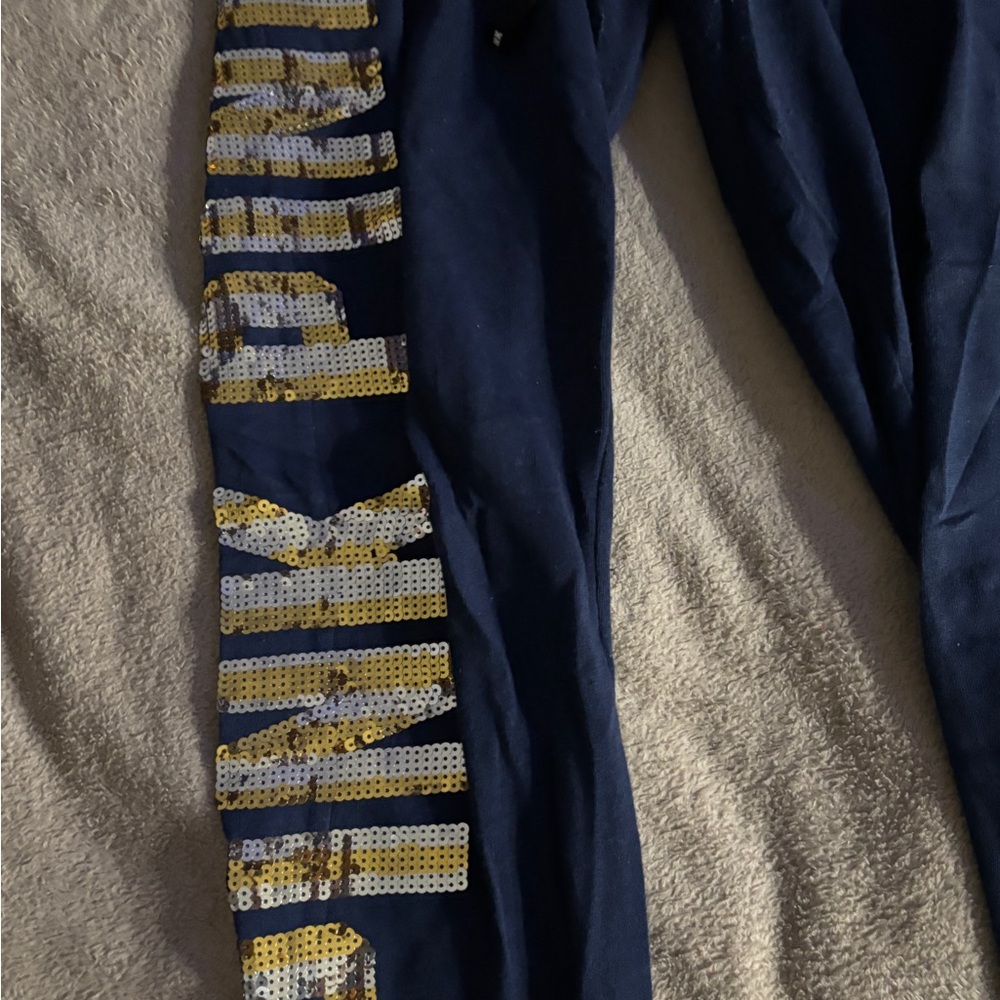 PINK Victoria's Secret Navy Sequin Track Pants